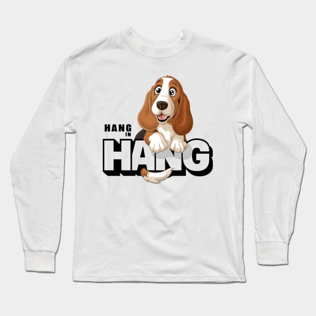 Funny basset hound puppy dog-hang in there Long Sleeve T-Shirt by Tee.gram